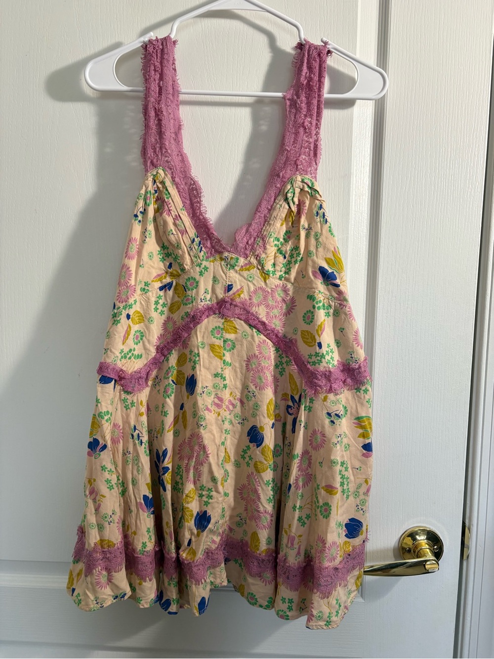 Urban Outfitters Women's Lace-Trim Floral Mini Dress (L)